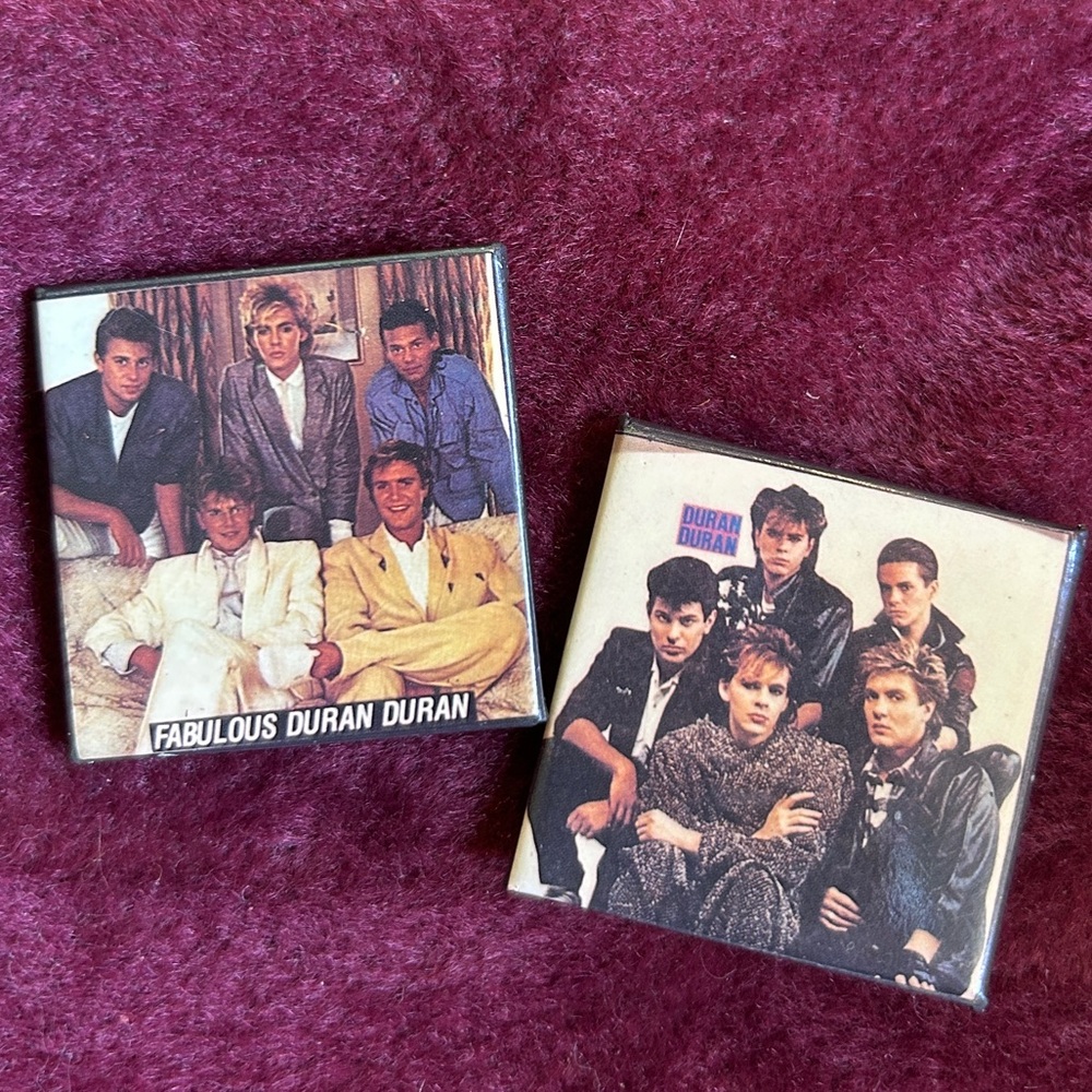 VINTAGE AUTHENTIC 1980s DURAN DURAN PINBACK BUTTONS SET OF TWO